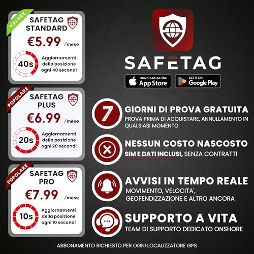 SafeTag MAG 4G - Magnetic and Rechargeable GPS Locator for Car, Van, Motorbike, 3 Months Standby, Tracking and Real-Time Alerts, Free 7 Day Trial and SIM Included
