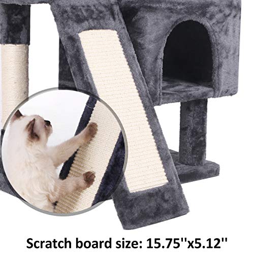 BEWISHOME Cat Tree Condo with Sisal Scratching Posts, Scratching Board