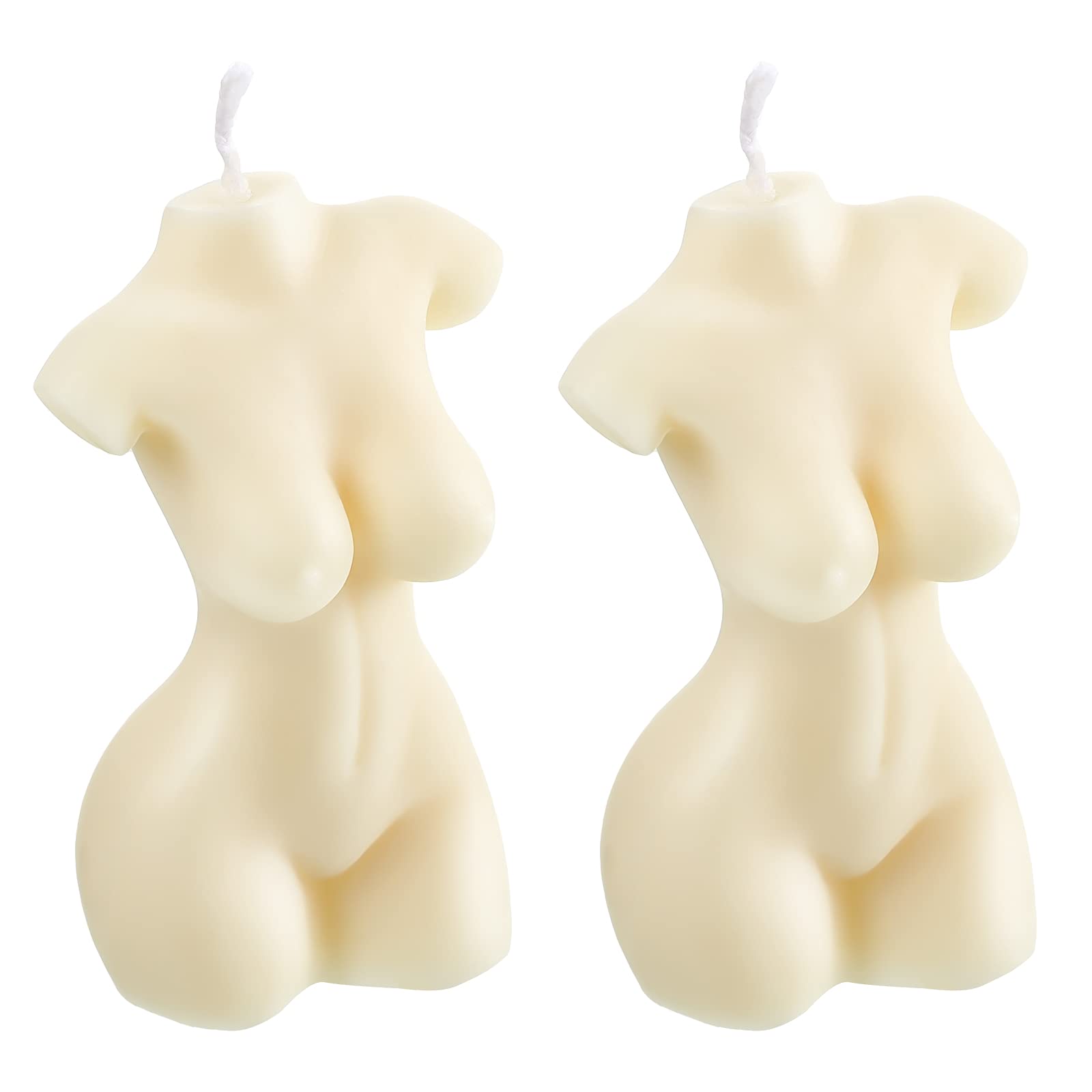 Photo 1 of 2 Pieces Female Body Shaped Soy Candle Woman Bust Candle Home Decoration for Christmas Bedroom Bathroom Aesthetic Decoration(White)