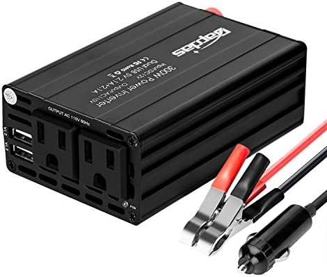 Bapdas 300W Power Inverter DC 12V to AC 110V Converter with 2 AC 110V US Sockets and 4.2A 2 USB Ports Car Charger-Black