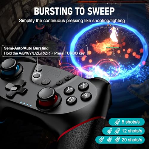 Etpark 2 Pack Controller per Switch, Bluetooth Gamepad per Switch/Switch 2/Lite/OLED, Pro Controller con Hall Joystick, Wake up, Vibrazione, Turbo, 6-Axis Gyro, Pulsante Programmabile