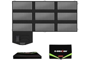 X-DRAGON 70W Monocrystalline Foldable Solar Panel (5V USB with Solar IQ + 18V DC+ Parallel Port) Water Resistant Charger for Portable Generator,car Battery,Cellphone, Tablet,and More (18V 70W)