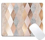 Wknoon Gaming Mouse Pad Custom, Cool Copper and Rose Gold Marble Geometric Diamond Design