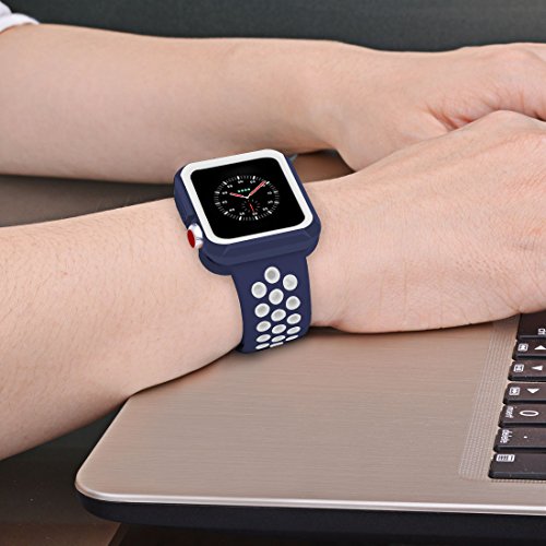 Apple Watch Case, iitee 38mm Rugged Slim Protective iWatch Case for Apple Watch Series 3/2/1 – Navy/White