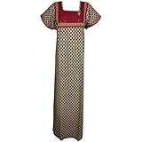 Mogul Interior Womens Maxi Nightdress Caftan Lounger Printed Kaftan Cotton Resort Nightgown L