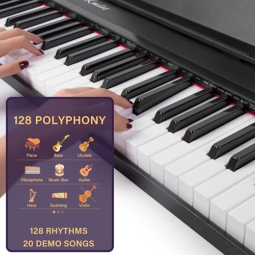Kmise Piano Keyboard 88 Key Full Size Semi Weighted Electronic Digital Piano with Music Stand