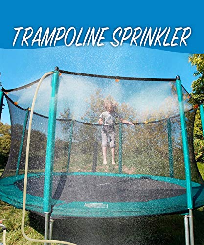 MeiGuiSha 50 ft Trampoline Backyard Sprinklers Spray Water Park Fun Summer Cool Things Outdoor Toys Water Game Trampoline Accessories Ladder ,Made to Attach on Trampoline Safety Net Enclosure