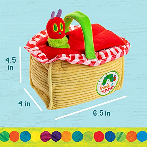 KIDS PREFERRED Eric Carle The Very Hungry Caterpillar Cloth Picnic Basket Playset with Food and Caterpillar Plush Montessori Toys for Baby and Toddler Boys and Girls Medium