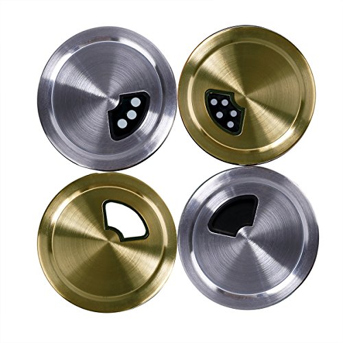 Salt and Pepper Shakers with Stand,GONGSHI Spice Shakers,Brushed Stainless Steel Encasing with Adjustable Pour Holes,Set of 2 (Silver and Gold)