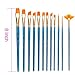 TAMEHOM 2 Piece Golden Synthetic Hair, Short Wooden Handle Artist Brushes for Acrylic, Oil, Watercolor Painting, Blue