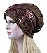 Qunson Womens Lace Flower Beanie Hat Cap Turban (Coffee)