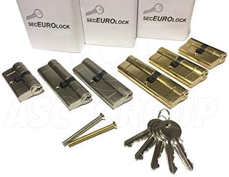 SecEuro Euro PVC Door Lock Brass 40/60mm with 5 Keys Anti Drill Pick Bump Snap