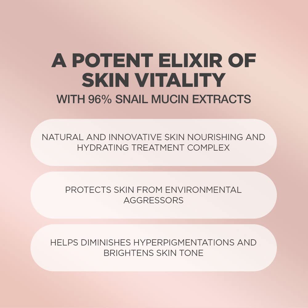 Snail Mucin Essence Serum | Advanced Snail Mucin Essence Serum | Snail Mucin Essence with High Concentrate of Snail Secretion Filtrate | Snail Serum with Natural Age-Defying Complex | Korean Essence Night Serum with 96% Snail Mucin Extracts | Korean Essence for Skin Firming Benefits | Skin Firming Snail Serum for Sensitive and All Skin Type | Formulated with Snail Mucin, Centella Asiatica and Othe