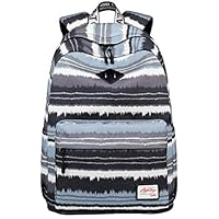 KaixinRoom Teenage Girls Bookbag Canvas Graffiti School Backpack (Grey)