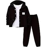 JOLYSHILD Kids Boys Clothes set 2 Piece Button Front Hoodie Pants Set Sweatsuit Fall Winter Outfits 4-12Y