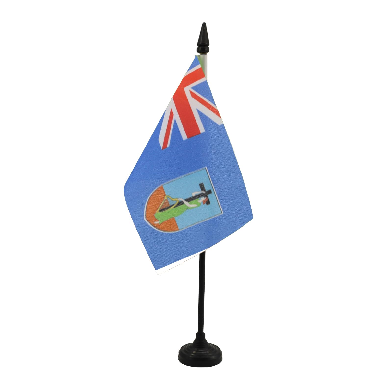 AZ FLAG - Montserrat Table Flag 4'' x 6'' - Montserratian Office Mini Banner 100% Polyester 15 x 10 cm - Mini Desk Flag with 10'' Pole and Black Plastic Base
