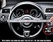 Rueesh Leather Car Steering Wheel Cover - Heavy Duty, Thick, Durable, Elegant, No Smell, Universal 15 Inch Steering Cover, Anti-slip Embossing Pattern A, Black with Blue Line