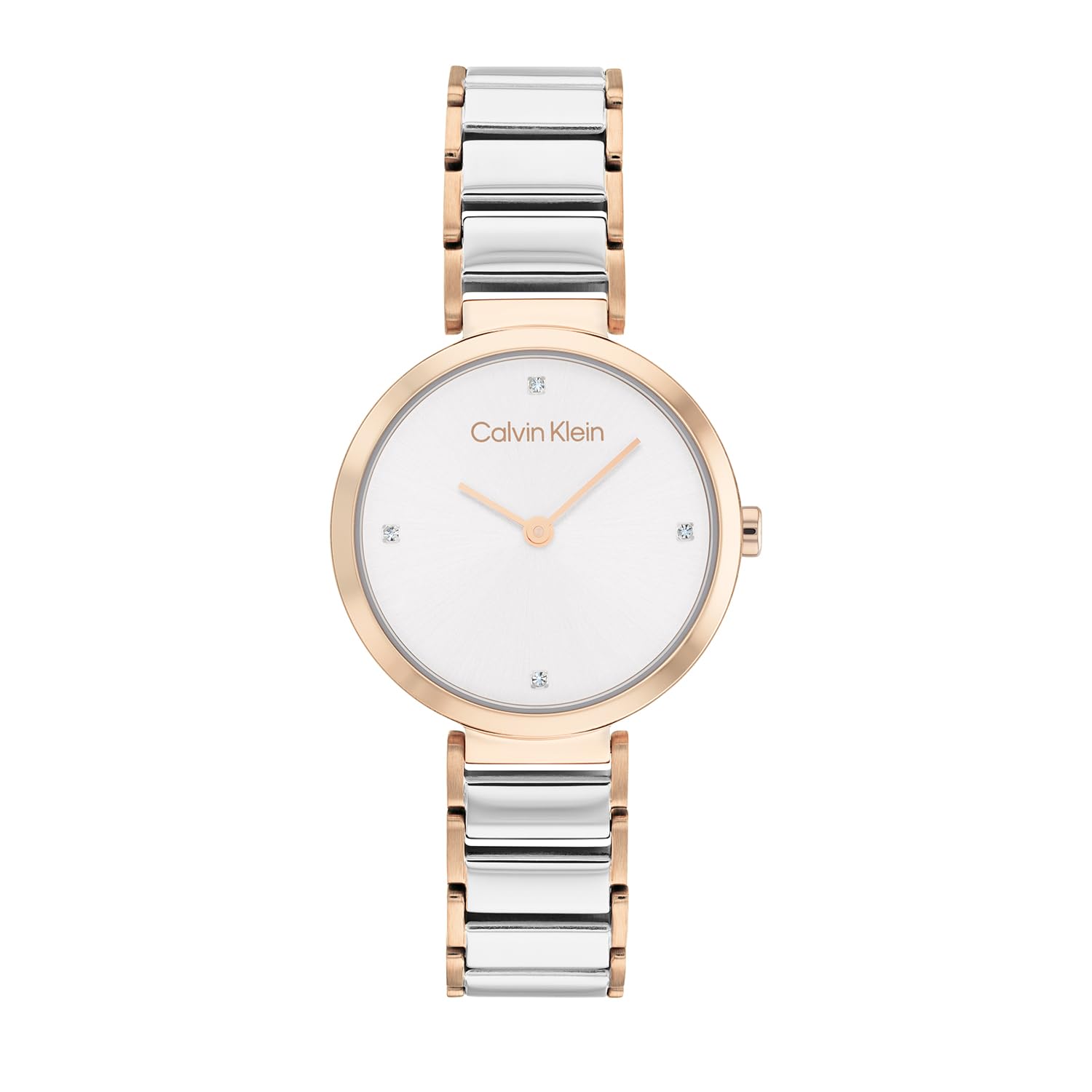 Calvin Klein Analogue Quartz Watch for Women MINIMALISTIC T BAR 28MM Collection with Two-Tone Stainless Steel Bracelet - 25200139