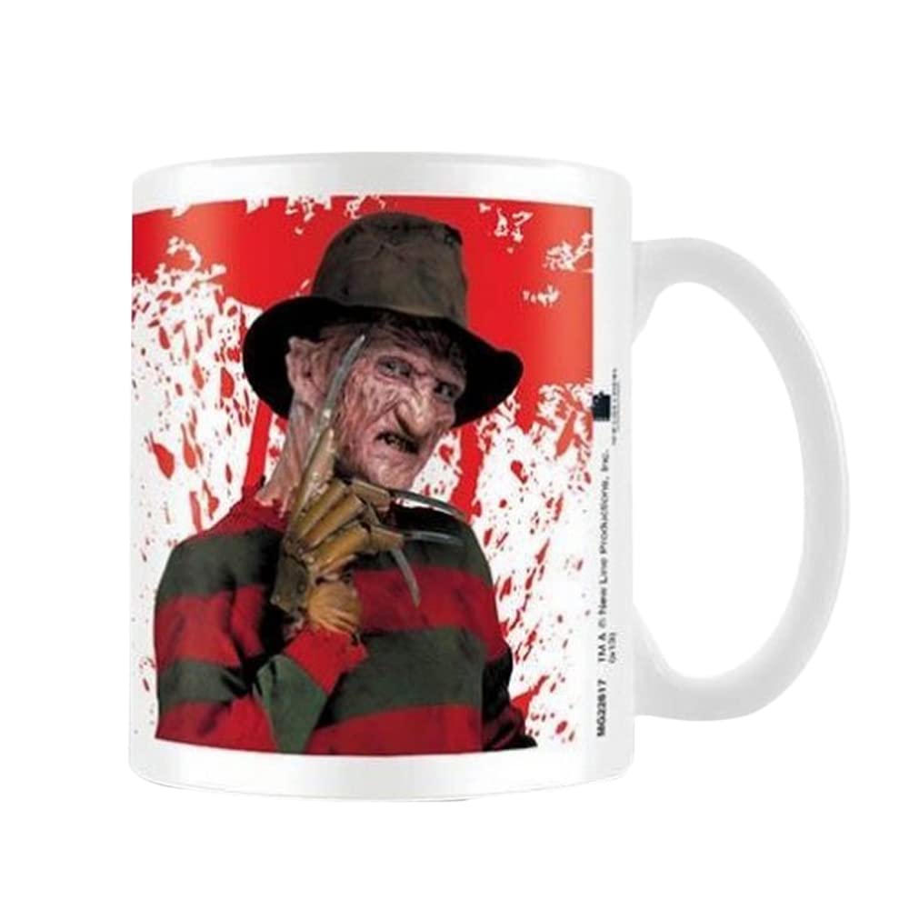Pyramid International A Nightmare On Elm Street Mug (Freddy Krueger Design) 11oz Ceramic Coffee Mug, Cups and Coffee Mugs for Women and Men - Official Merchandise, White