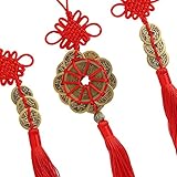 Uniquelover Chinese Antique Traditional Red Enless Knot Feng Shui Lucky Coins for Wealth and Good Fortune--3pcs