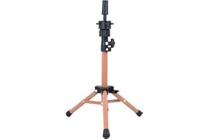 Yiifiulyn Adjustable Wig Head Stand Tripod Mini Mannequin Head Stand Protable Metal Stand for Training Head and Wig Display (Brown)