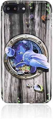 For iphone 6 6S 7 8 Plus Phone Case, Licoers Matte 3D Relief Cartoon Dinosaur Ghost Pattern Soft TPU IMD Full Coverage Cases Cover (for iPhone 6 6s Plus, A)