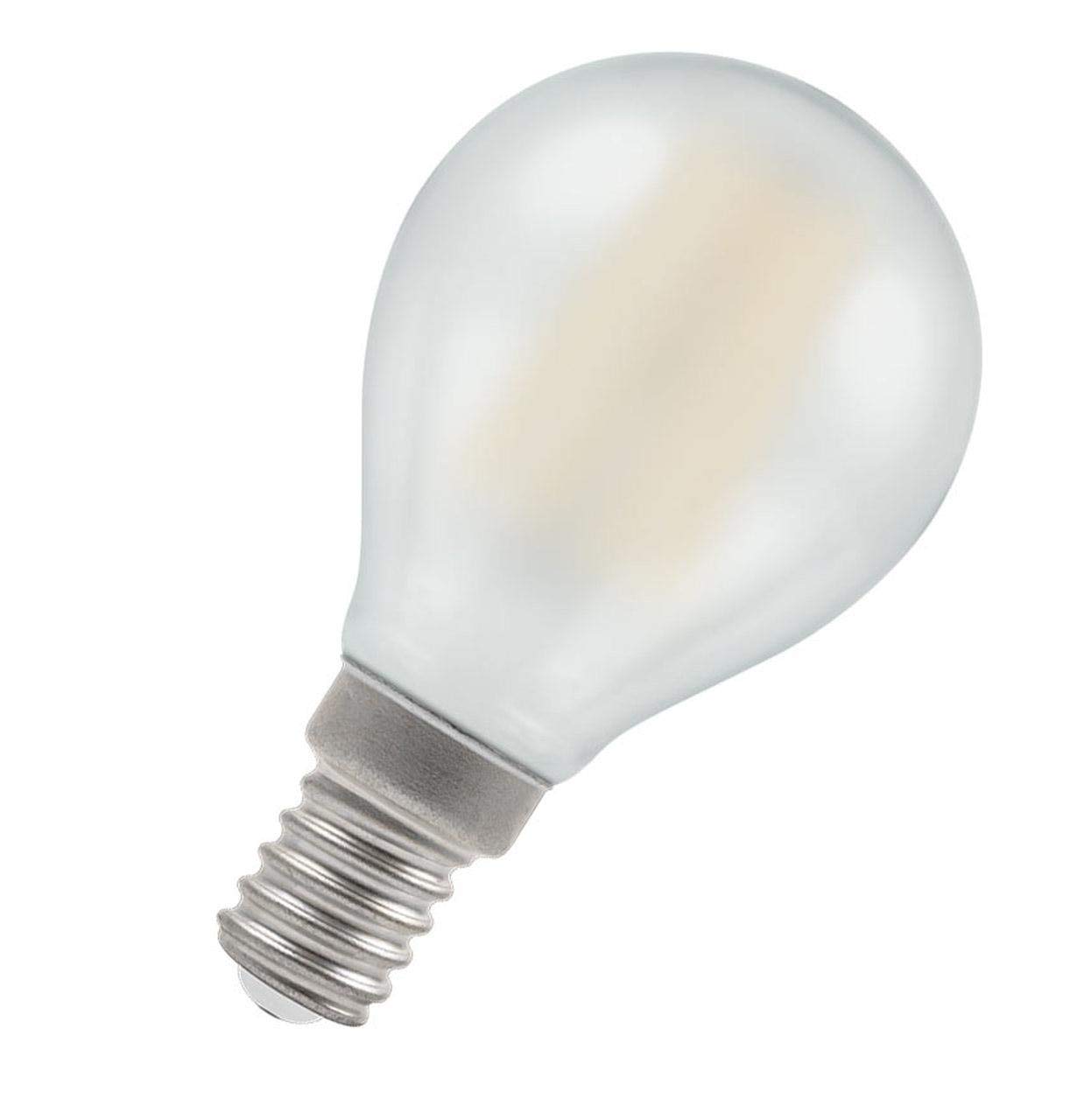 Crompton Lamps LED Golfball 5W SES-E14 Dimmable Filament (40W Equivalent) 2700K Warm White Pearl 470lm SES Small Screw E14 Round Frosted Opal Light Bulb