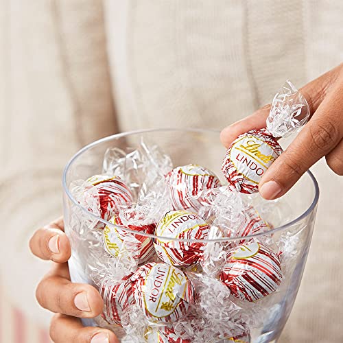 Lindt LINDOR Holiday White Chocolate Peppermint Truffles, White