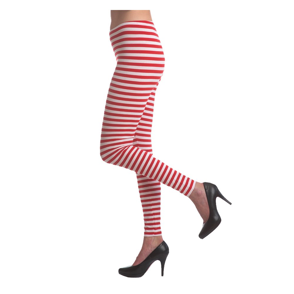 PARTY DISCOUNT Neu Leggings Rotweiß Geringelt, Gr. SM Amazon.de