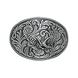 E-Clover Vintage Men's Western Eagle Belt Buckle Cowboy Engraved Oval Belt Buckles (Style1)