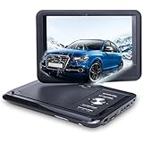 NAVISKAUTO 9 Inch Portable DVD/CD/MP3 Player USB/SD Card Reader with 5 Hour Built-In Rechargeable Battery, 270&deg; Swivel Screen, 3m AC/DC Adapter and Customized Car Headrest Mount Case-Black