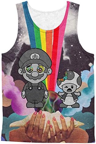 Cottonsyria Men's Cartoon Tank Tops Hipster Sleeveless Shirts Psychedelic Tees (Medium)