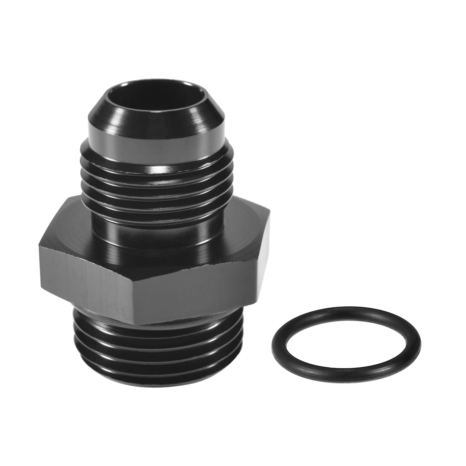 Photo 1 of STPCTOU 8AN Male Flare to 10AN ORB O-ring Boss Fuel Pump Rail Fitting Adapter Aluminum Alloy Connector Black Anodized
