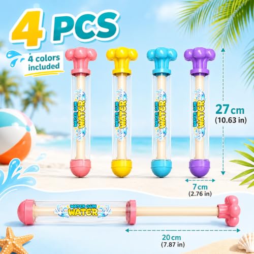 Firework Water Gun 4PCS: Pull-Out Fireworks Spray Water Blaster | Water squirters for kids & adults, ideal for pool, beach, garden and backyard summer water fights
