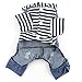 DOGGYZSTYLE Small Dog Hoodie Clothes Cute Stripe Shirts Denim Jumpsuit One-Piece Outfit for Small Medium Dogs Cats Boy Girl Chihuahua Blue Jeans Overalls Puppy Costume (Blue,XL)