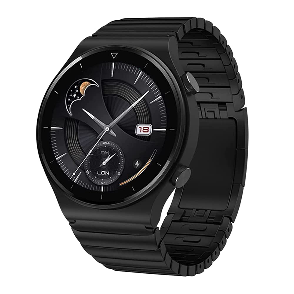 VeveXiao Strap Compatible with Huawei GT2 Pro/Watch 3/3pro GT 46mm/GT 2E/GT2 46mm,22mm Stainless Steel Replacement Strap for Galaxy Watch 46mm/Galaxy watch 3 45mm/Gear S3 Metal Band (Black)