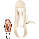 LeMarnia Cream Blonde Long Straight Bangs Wig for Halloween Costume Party Wigs