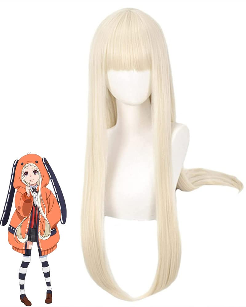 LeMarnia Anime Yomoduki Runa Cosplay Wig Halloween Costume Wig Golden Long Straight Hair