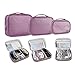 BUBM Waterproof Universal Electronics Travel Organizer Small Carrying Make up Case Customerize padded for Camera Phone Ipad Charger Cable and Accessories Men and Women(3 Set Single Layer-Purple)