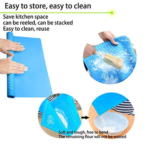 Silicone Rolling Mat with Measurements, Amytalk 15.7''x19.6'' Food Grade Non-stick Non-slip Reusable Pastry Mat Liner Heat Resistance Table Placemat Pad Pastry Board For Housewife(Silicone Baking Mat)