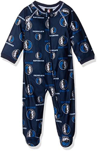 NBA  Infant Mavericks Sleepwear All Over Print Zip Up Coverall, 24 Months, Dark Navy