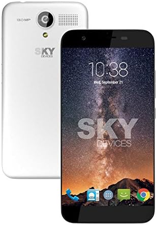 SKY Devices 4G HSPA + 21 Mbps GSM Unlocked Dual-sim MediaTek MT68580 1.3GHz Cortex A7 Quad Core + 8GB ROM/1GB RAM, 5.1 Lollipop, 5" HD Display, Bluetooth 4.0, 13MP + 5MP Cameras Phone – White