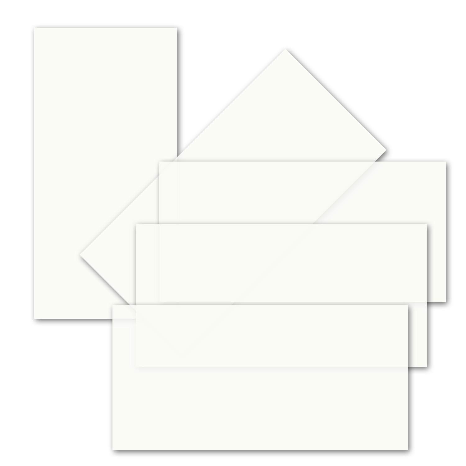 75 x Unfolded Plain Insert Paper for DIN Long Cards - White - 10.3 x 20.8 cm - for Printing with Ink and Laser - Transparent Paper by Gustav Neuser