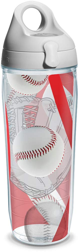 Tervis Baseballs Red & Mitt Background Made in USA Double Walled Insulated Tumbler, Plastic, Gray Lid