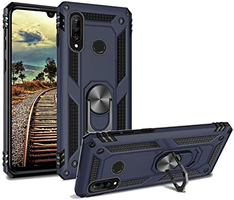 Hybrid Armor Case Compatible with Huawei P30 Lite (Note Fit P30/P30 pro) Cas 360 Degree Rotatable Ring Stand Fit Magnetic Car Mount Heavy Duty Shockproof Protection Cover for Huawei Nova 4e(Blue)