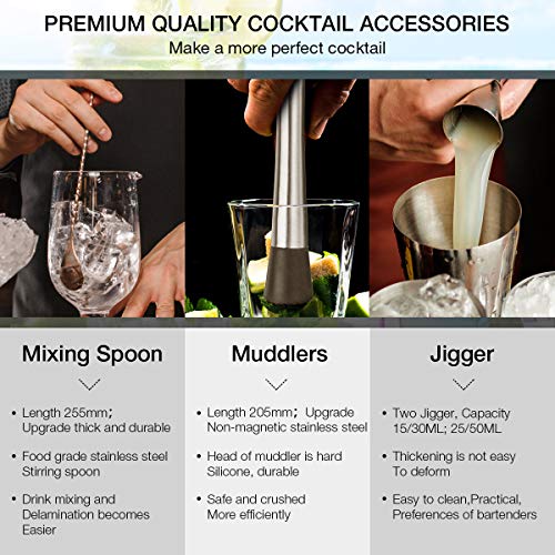22 Teiliges Shaker Cocktail Set 550ML | Cocktail Shaker Set Edelstahl | Cocktailshaker Geschenk Cocktail Bar Set… – Bild 7