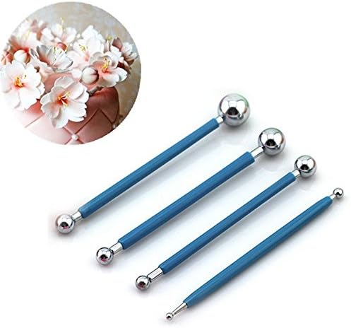 Stainless Molding Ball Tool Sticks Sugarcraft Fondant Cake Decorating Kit Flower Molds Kitchen Dessert Decoration Supplies.