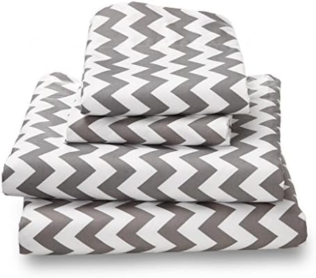 Full Sheet Set Gray Chevron - Double Brushed Ultra Microfiber Luxury Bedding Set By Where the Polka Dots Roam