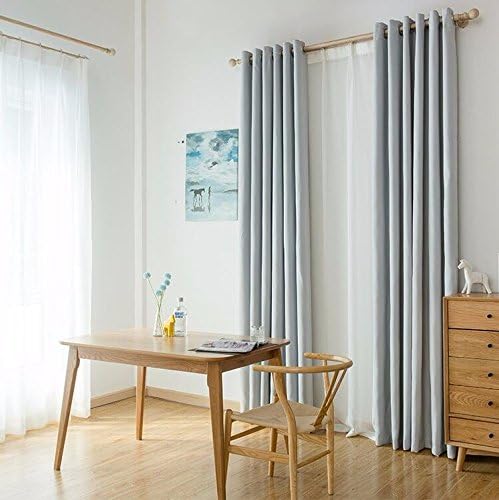 PEIWENIN Bedroom curtains solid color thickened modern minimalist finished living room curtains kitchen curtains,single,Width:300cm*Height:270cm,gray