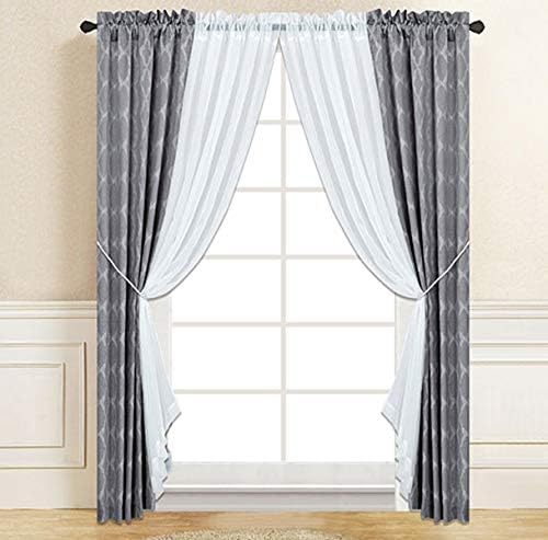 Amazon Com Elegant Home 6 Piece Complete Window Curtain Sheer